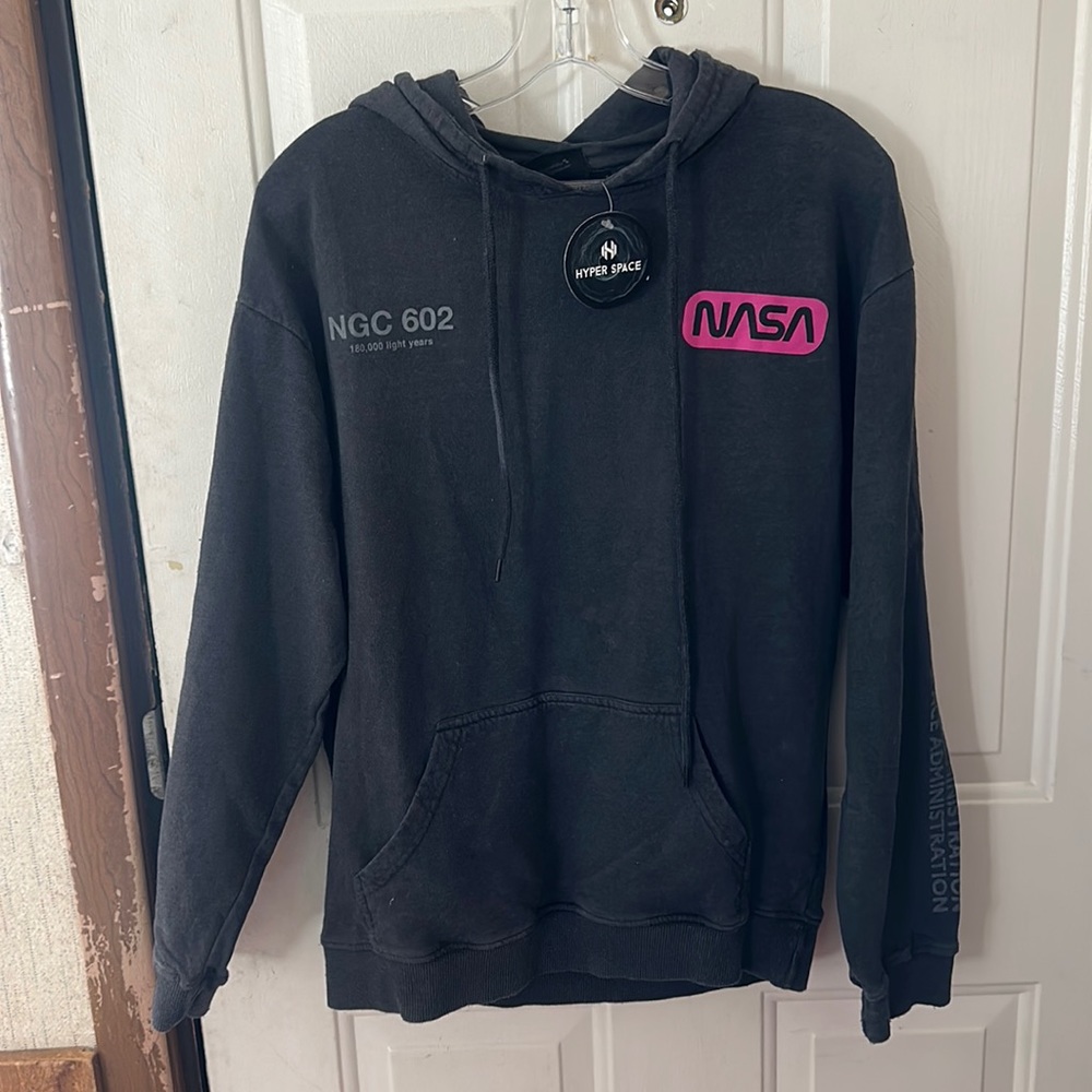 HYPERSPACE MEN’S NASA HOODIE: BLACK: NWT: SZ S